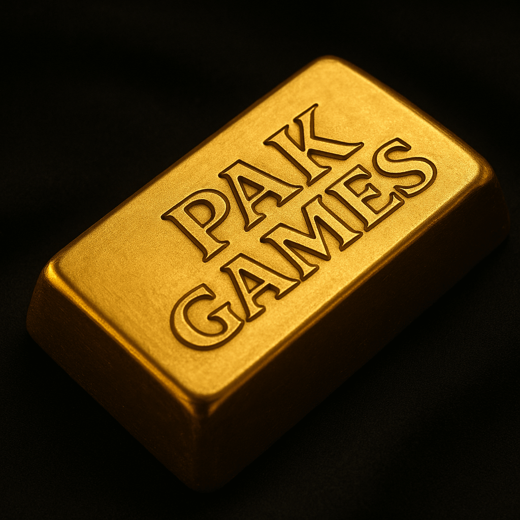 Close-up of a 4-gram 22 K gold piece stamped with its weight and Daman hallmark on a dark background.